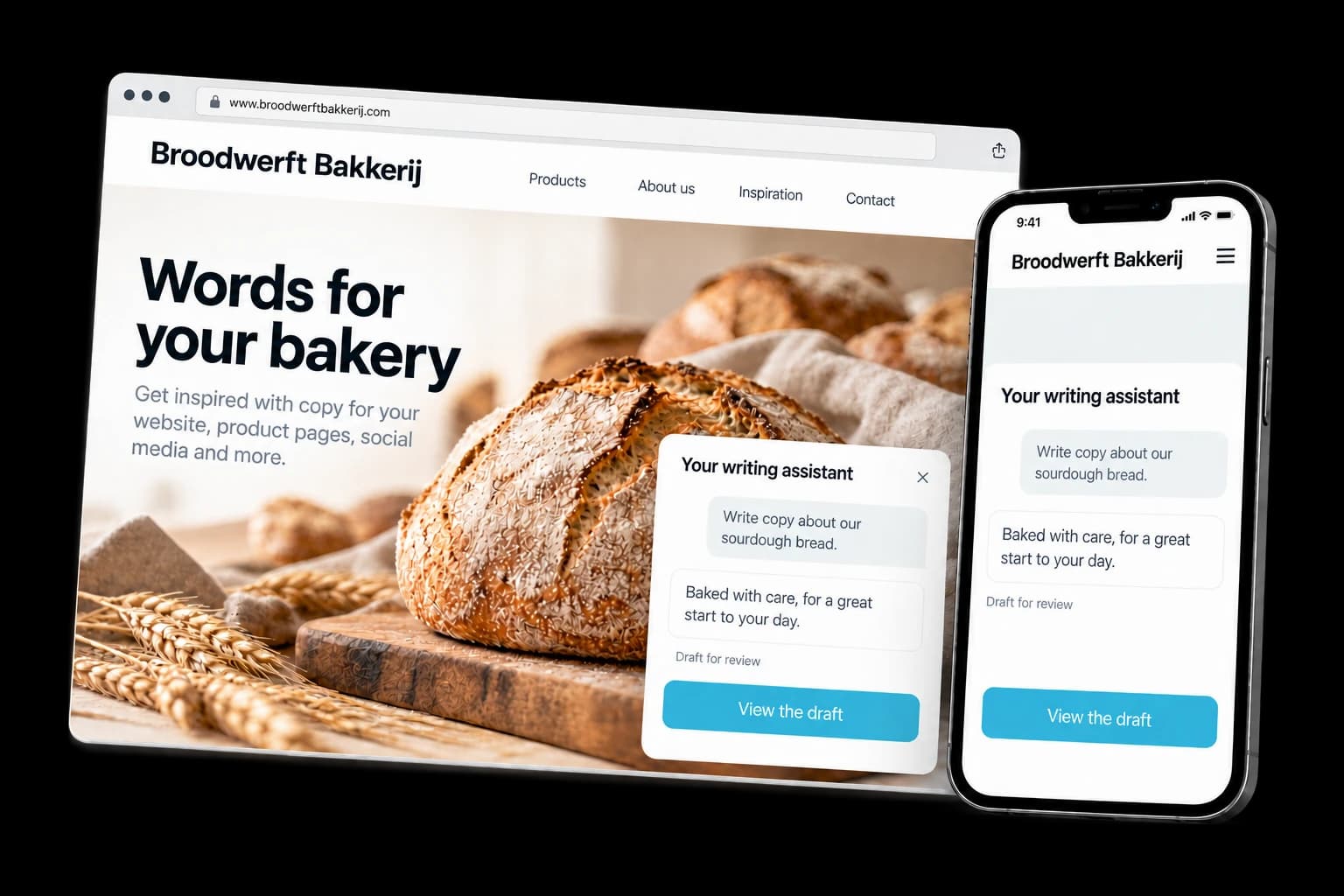 Example of AI content generation on desktop and phone
