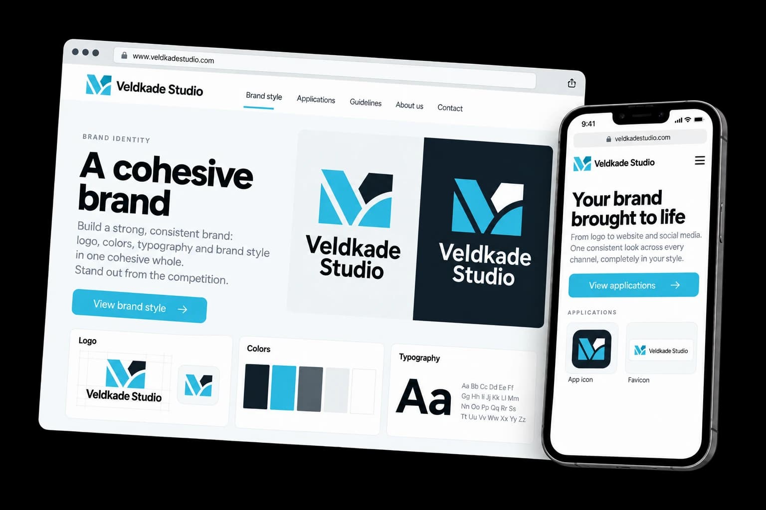 Example of brand identity on desktop and phone