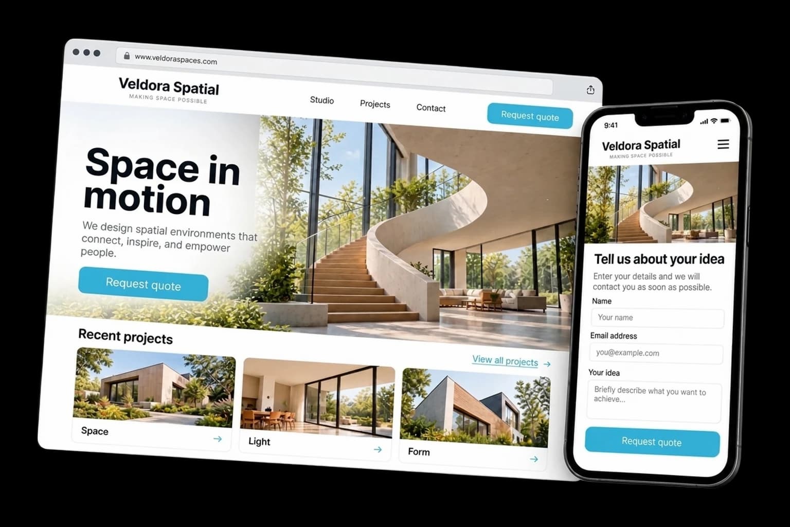 Example of dynamic page on desktop and phone