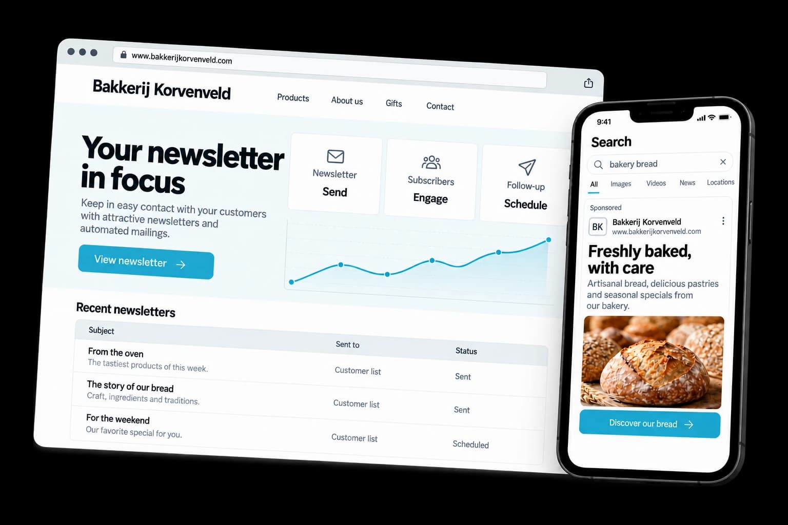 Example of email marketing on desktop and phone