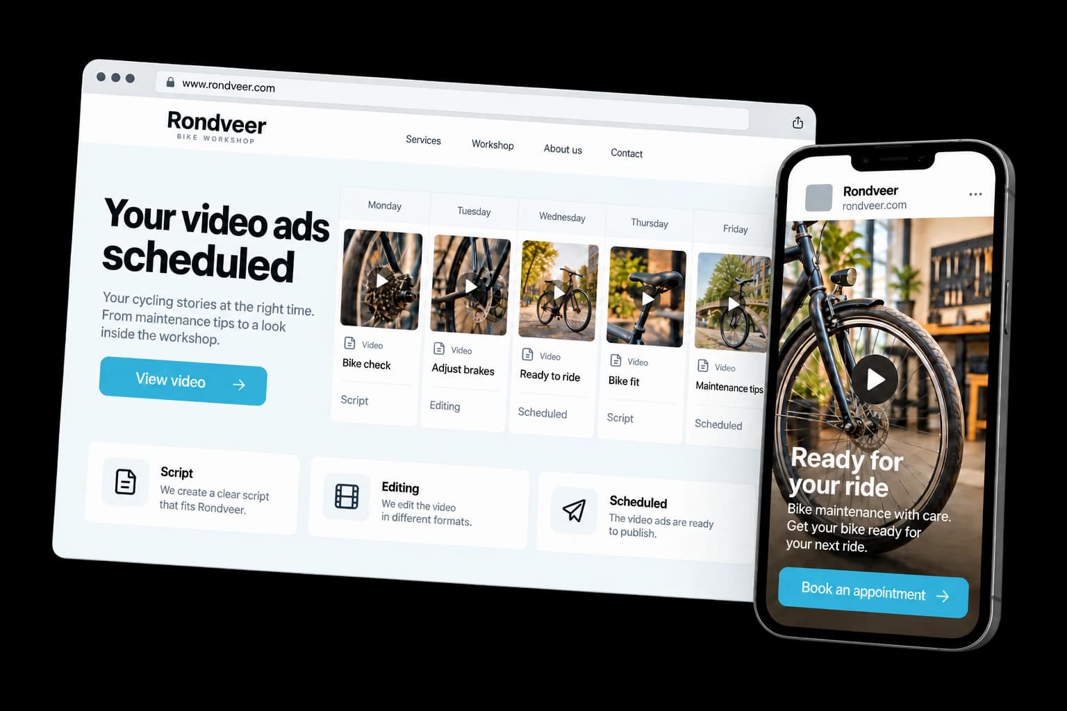 Example of video ads on desktop and phone