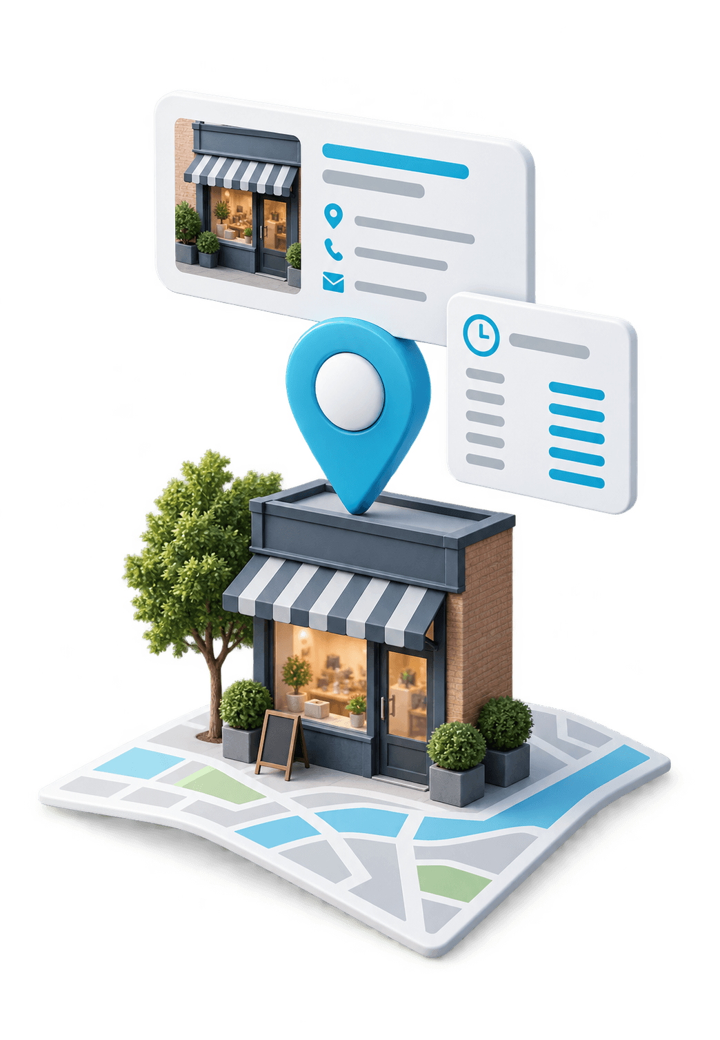 3D illustration for Google Business Profile & local SEO