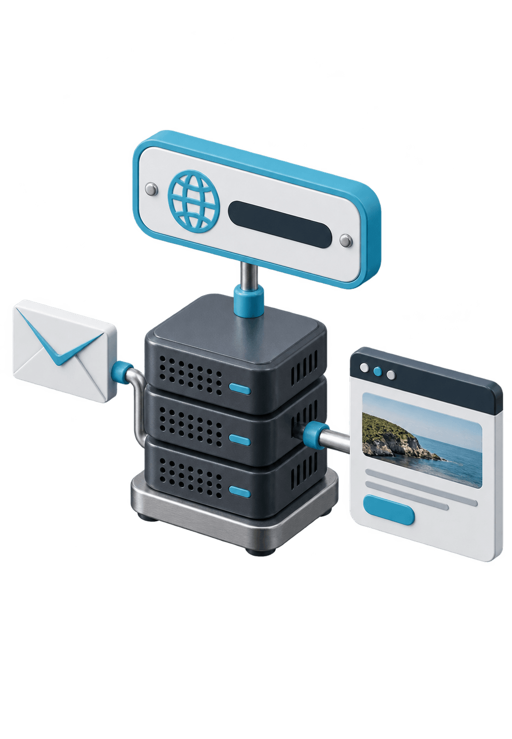 3D illustration for Extra domain & email options