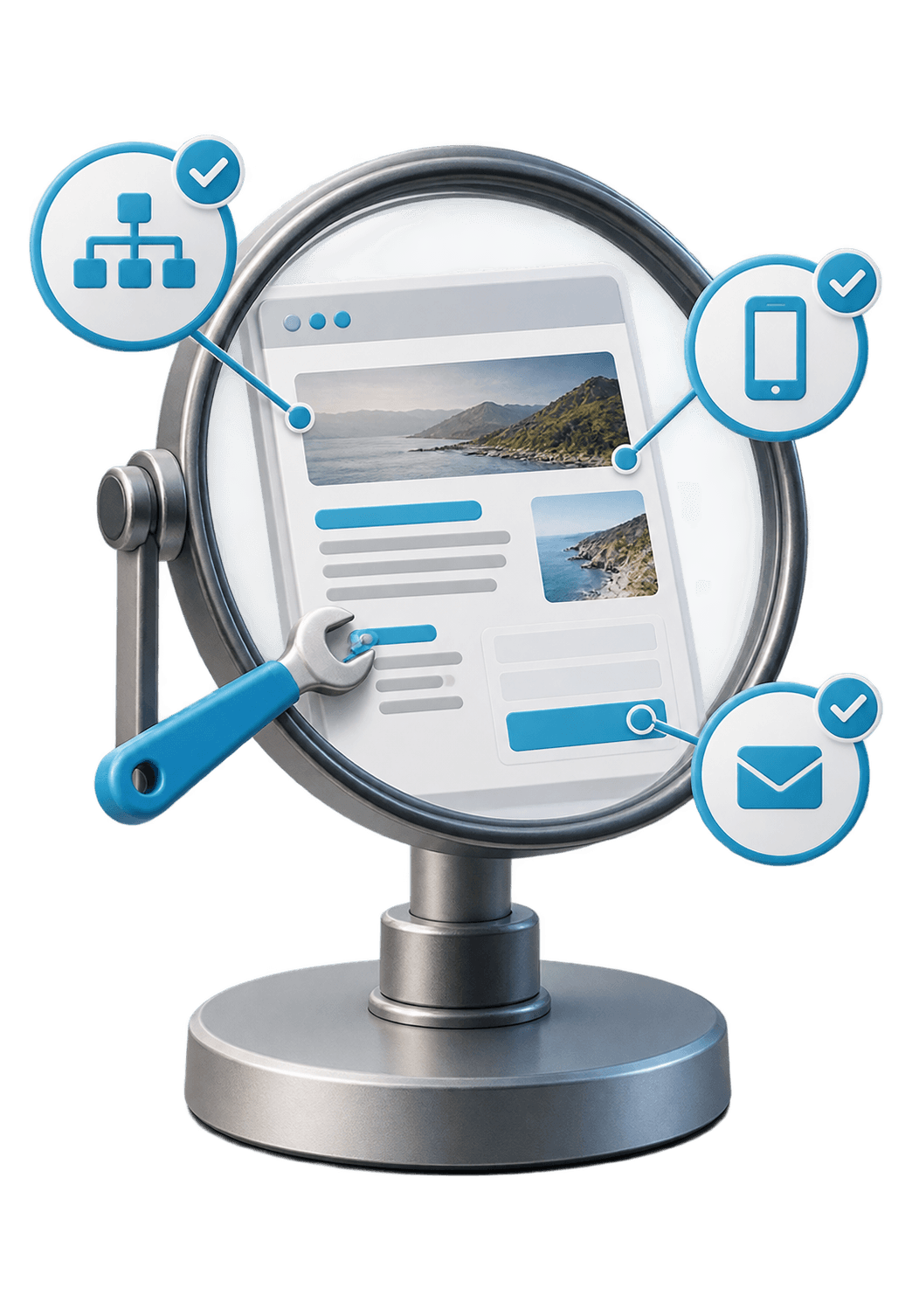3D illustration for Website health check & conversion