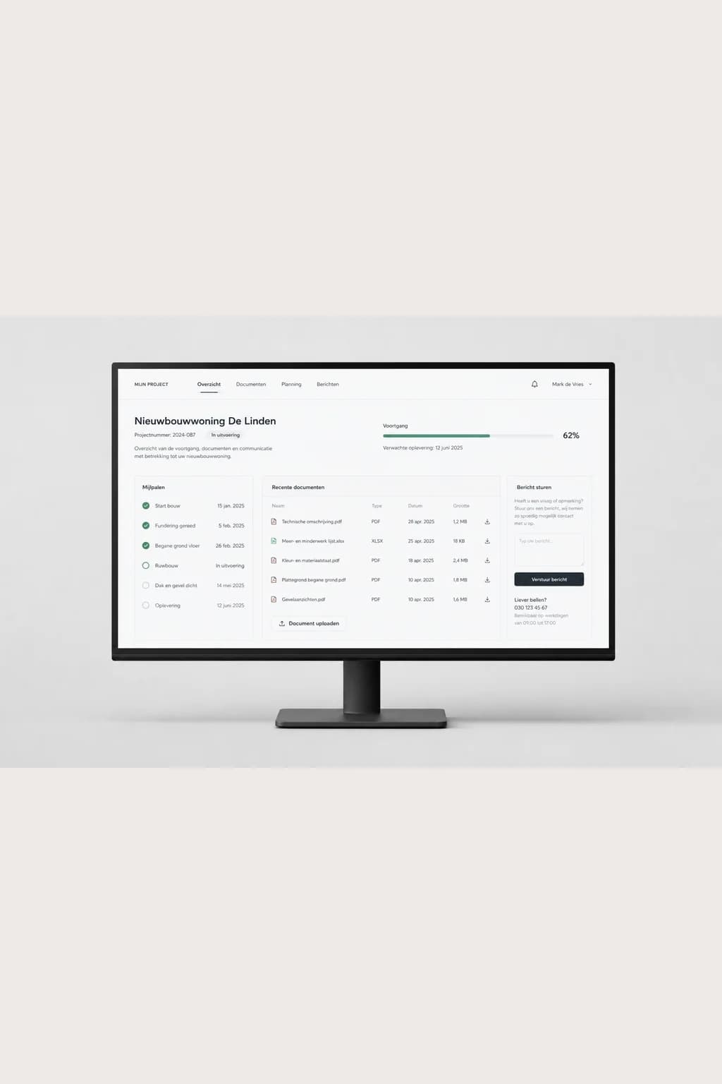 Example of customer portal with login: Projecten en bestanden