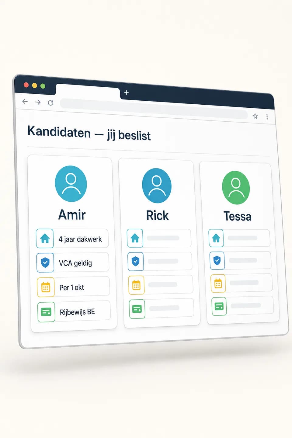Kandidaten en opvolgstappen