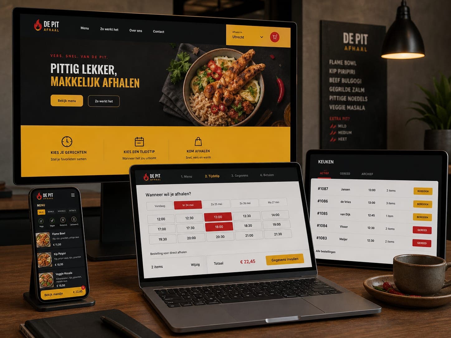 Platform mockup for takeaway restaurant