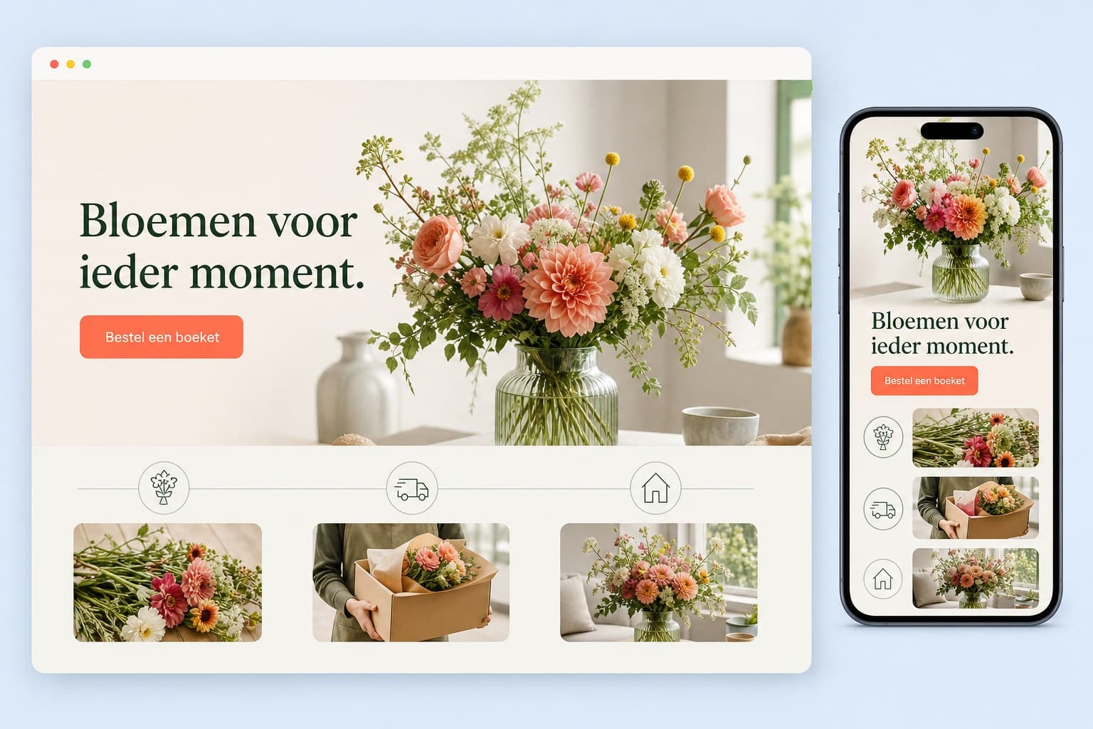 Website mockup for florist