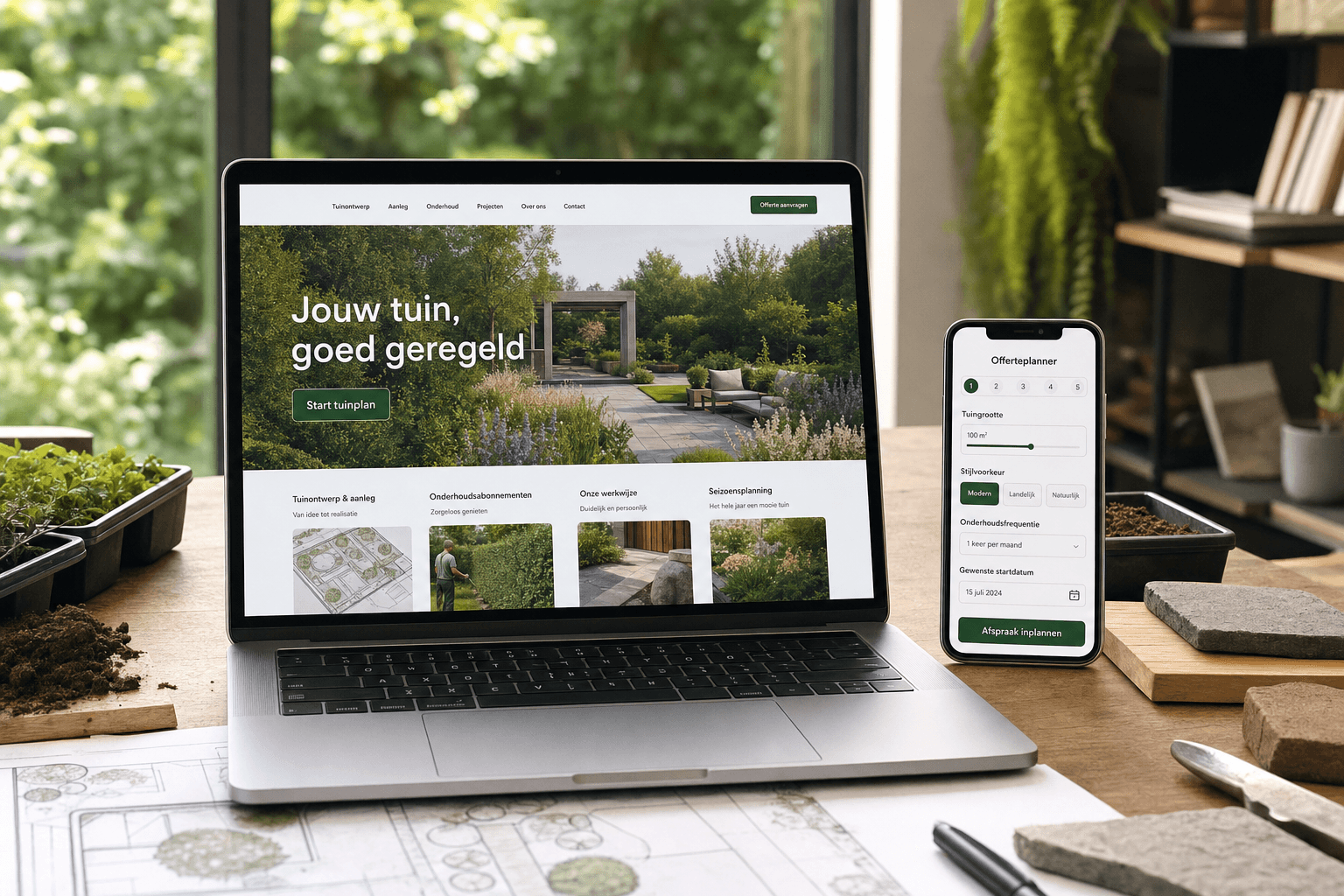 Platform mockup for landscaping company