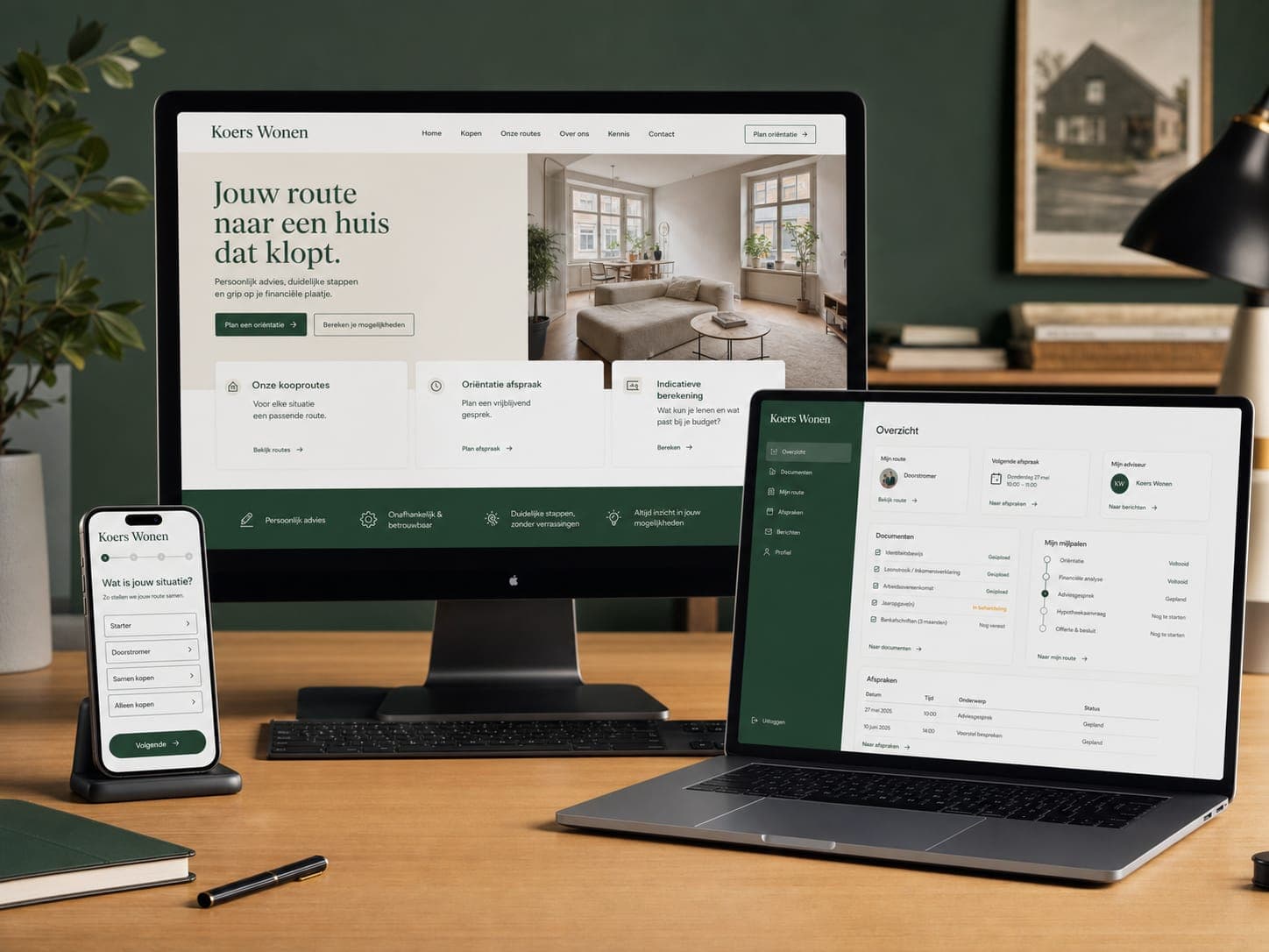 Platform mockup for mortgage adviser