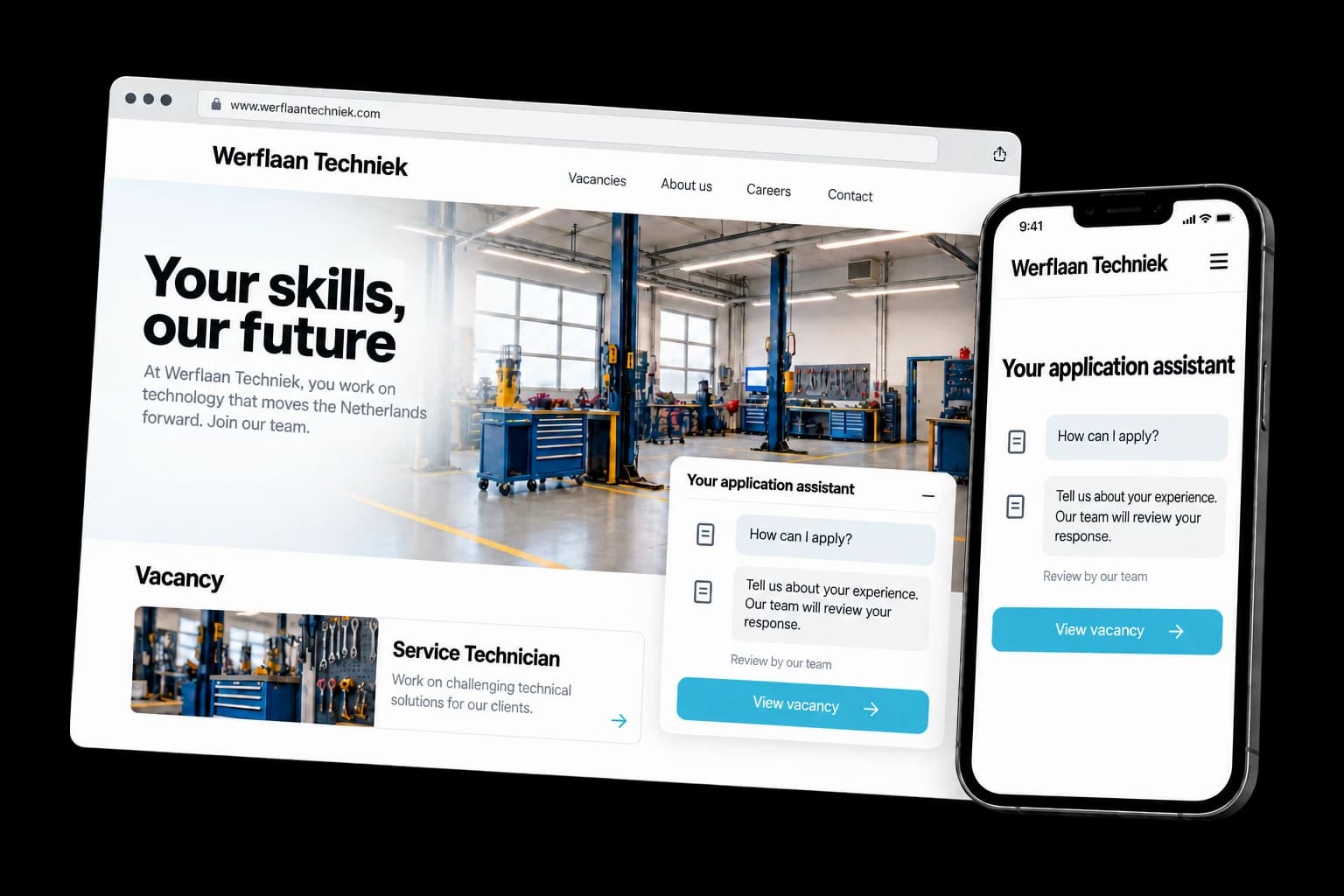 Example of AI recruitment & onboarding on desktop and phone