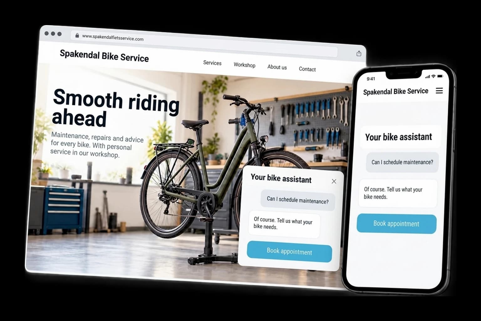 Example of AI chatbot / agent on desktop and phone