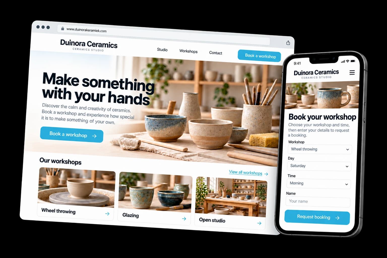 Example of booking integration & module on desktop and phone