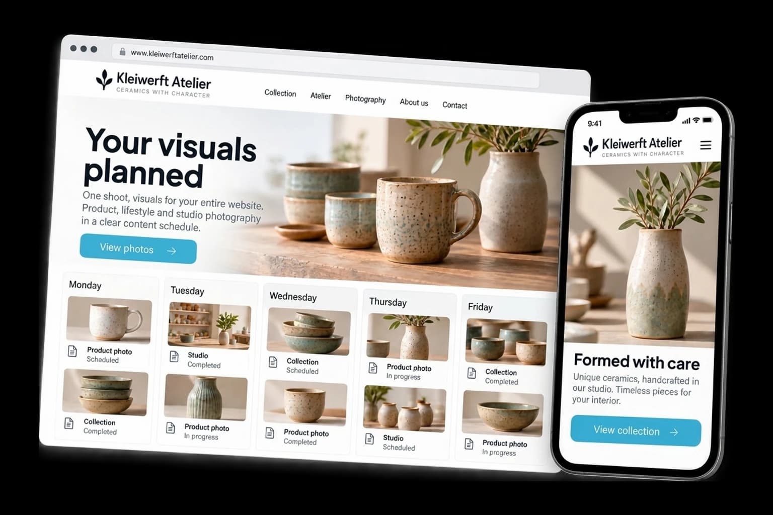 Example of photography on desktop and phone