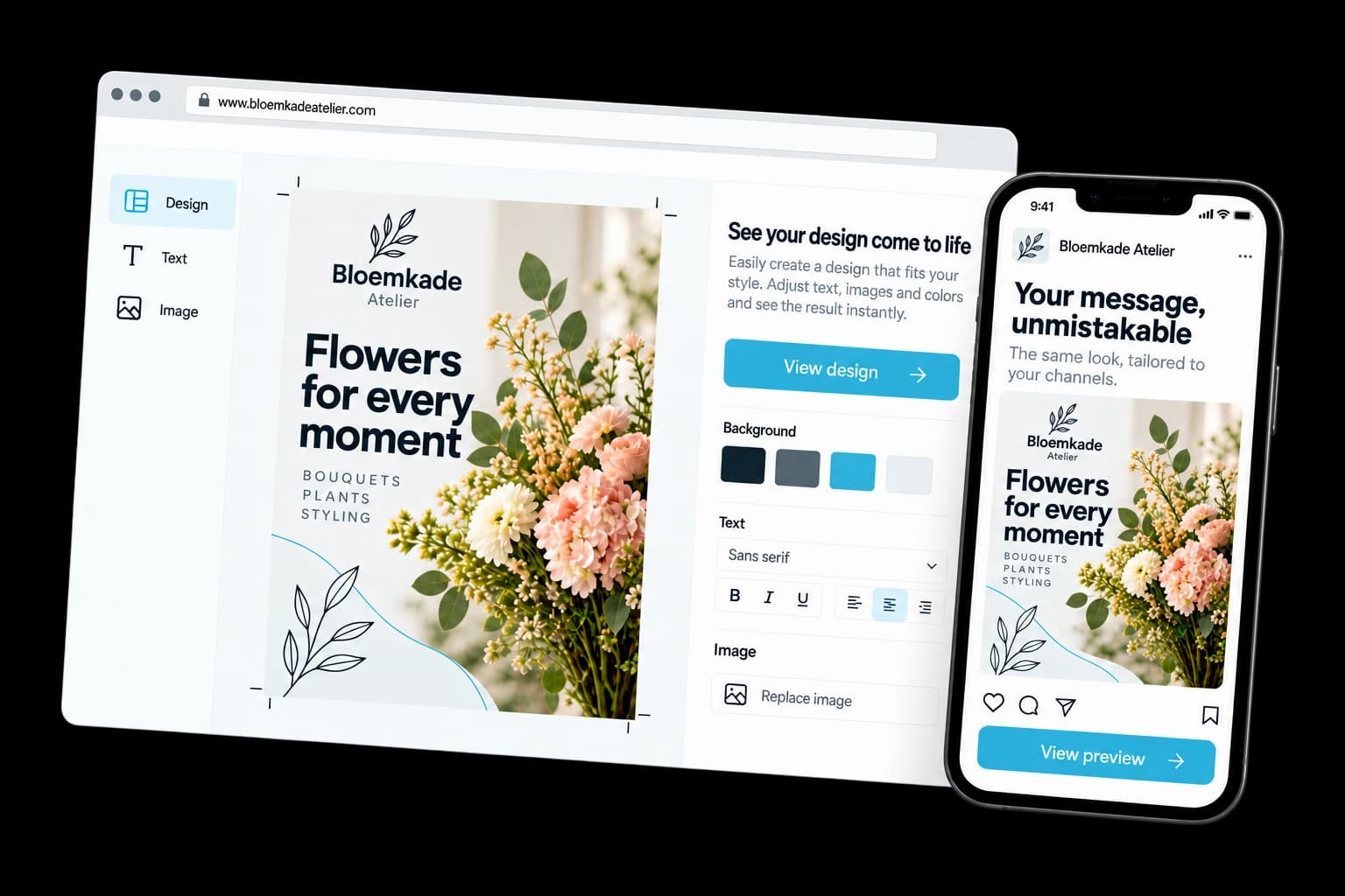 Example of graphic design on desktop and phone