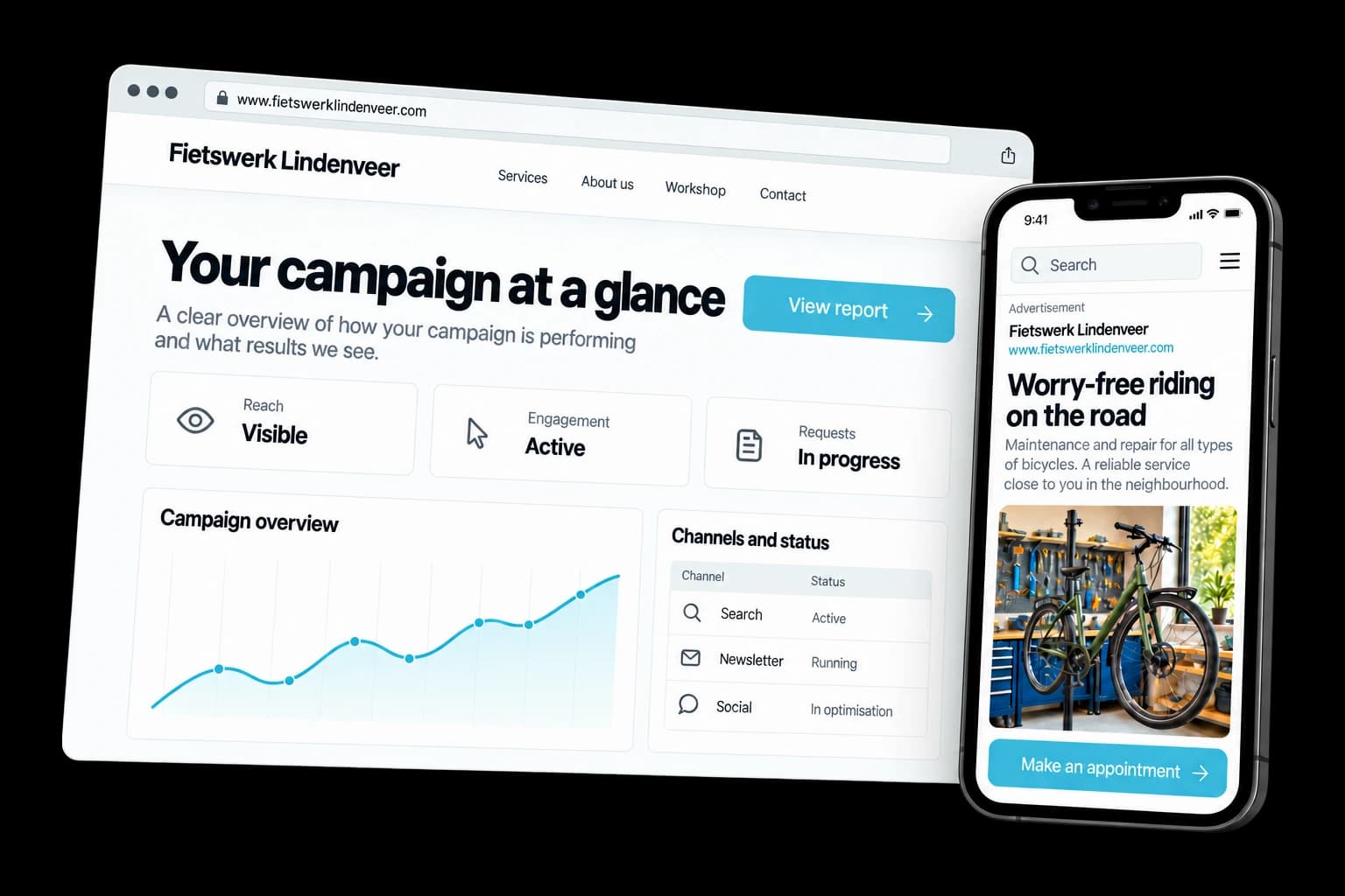 Example of online marketing on desktop and phone