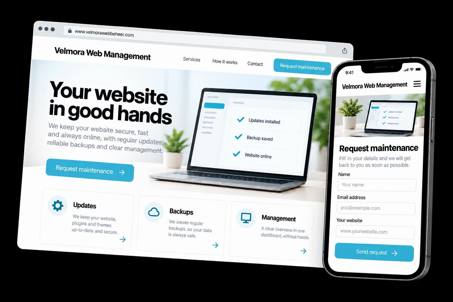 Example of mediaSimpel Platform on desktop and phone