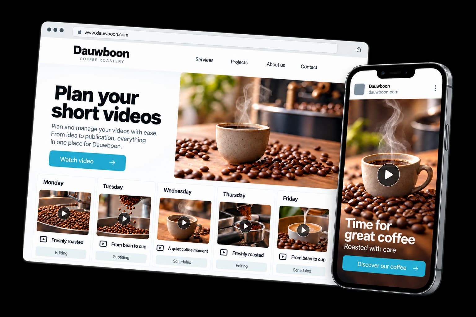 Example of reels & shorts on desktop and phone