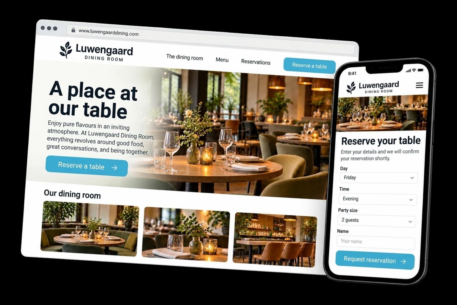 Example of custom booking system on desktop and phone