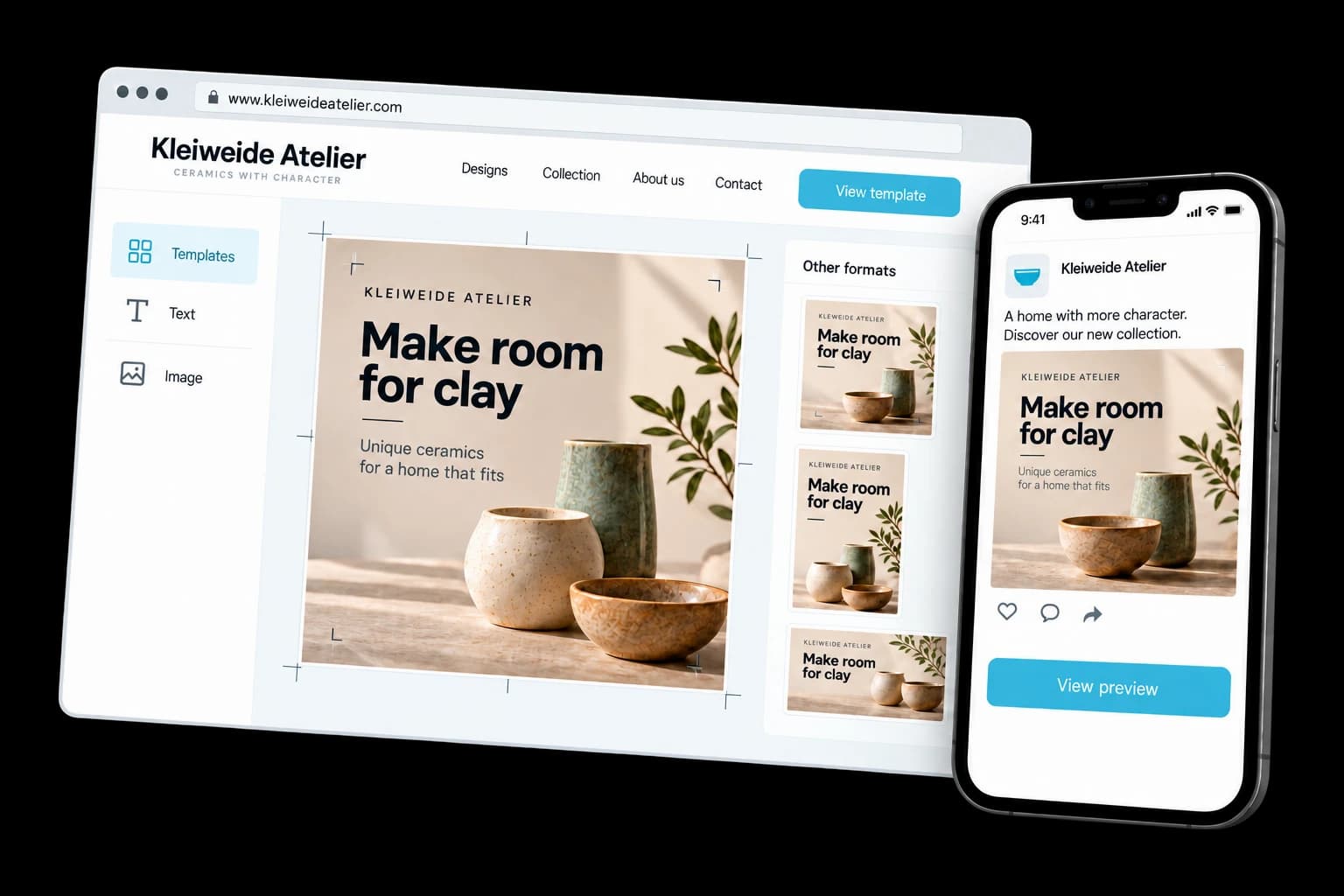 Example of social media visuals on desktop and phone