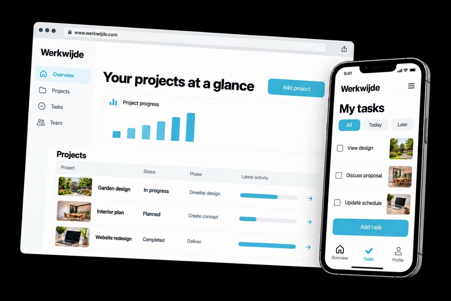 Example of web application / SaaS on desktop and phone