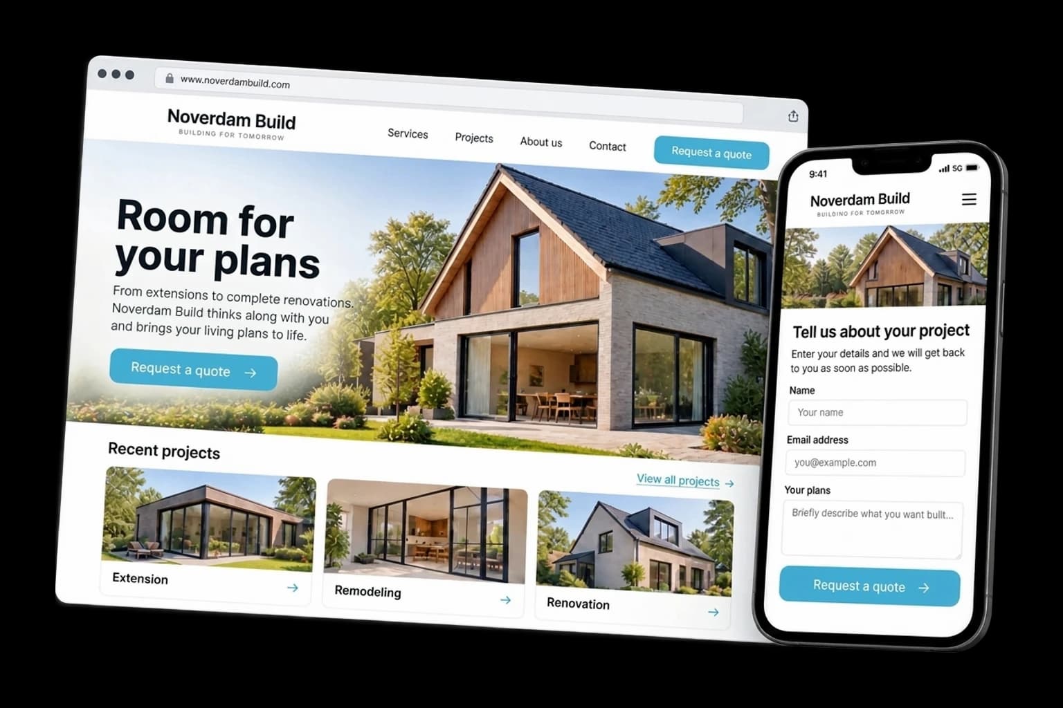 Example of website on desktop and phone