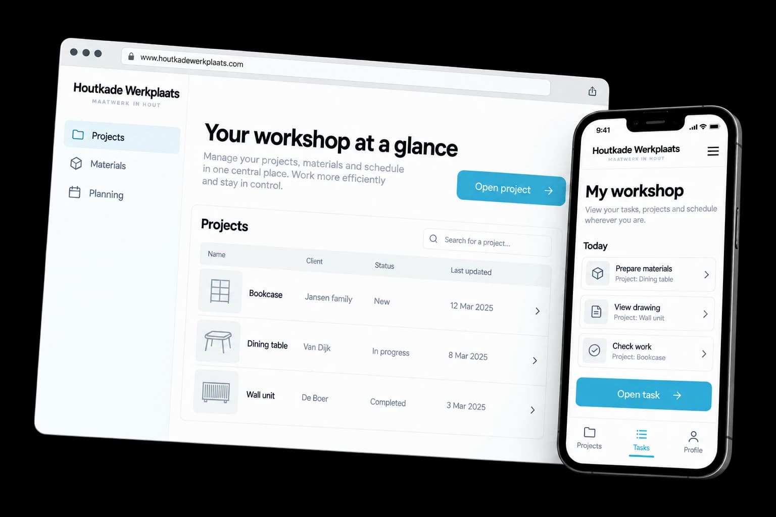 Example of windows & desktop app on desktop and phone