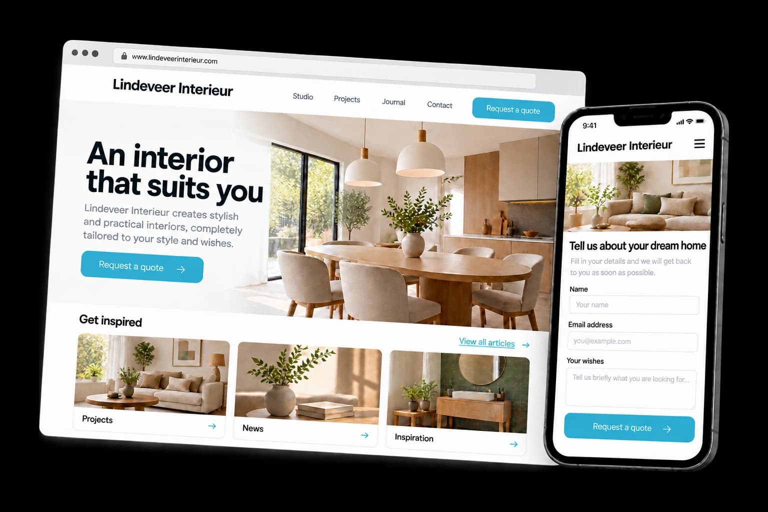 Example of wordPress / CMS on desktop and phone