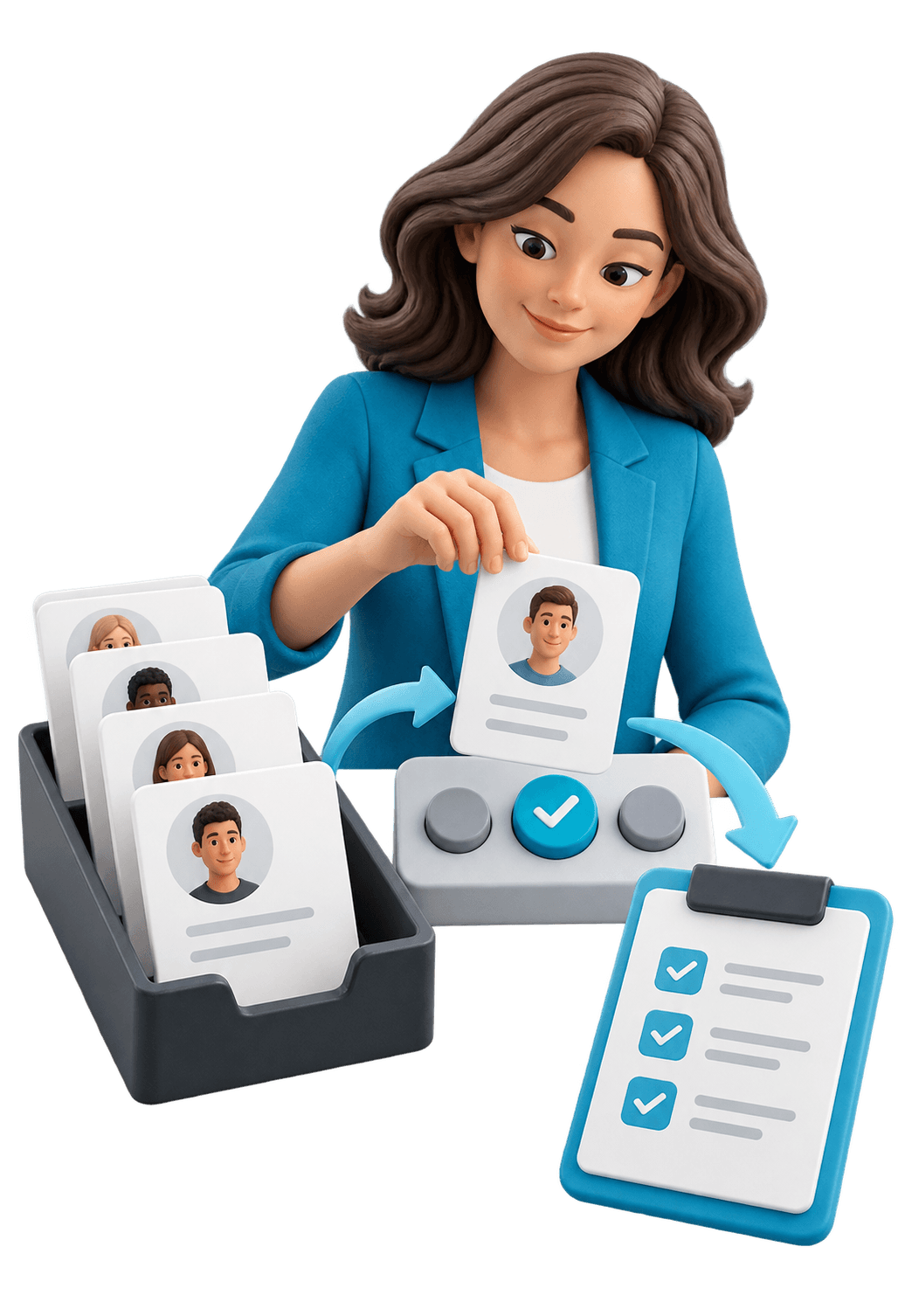 3D illustration for AI recruitment & onboarding