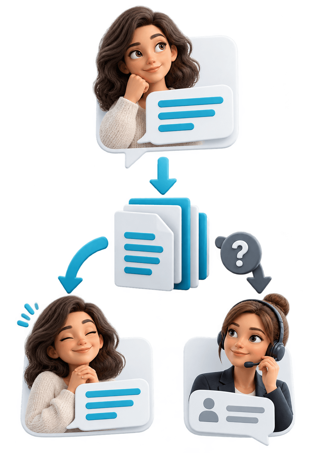 3D illustration for AI chatbot / agent