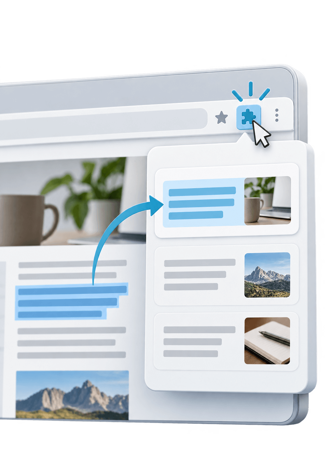 3D illustration for Browser extension (Chrome & Edge)