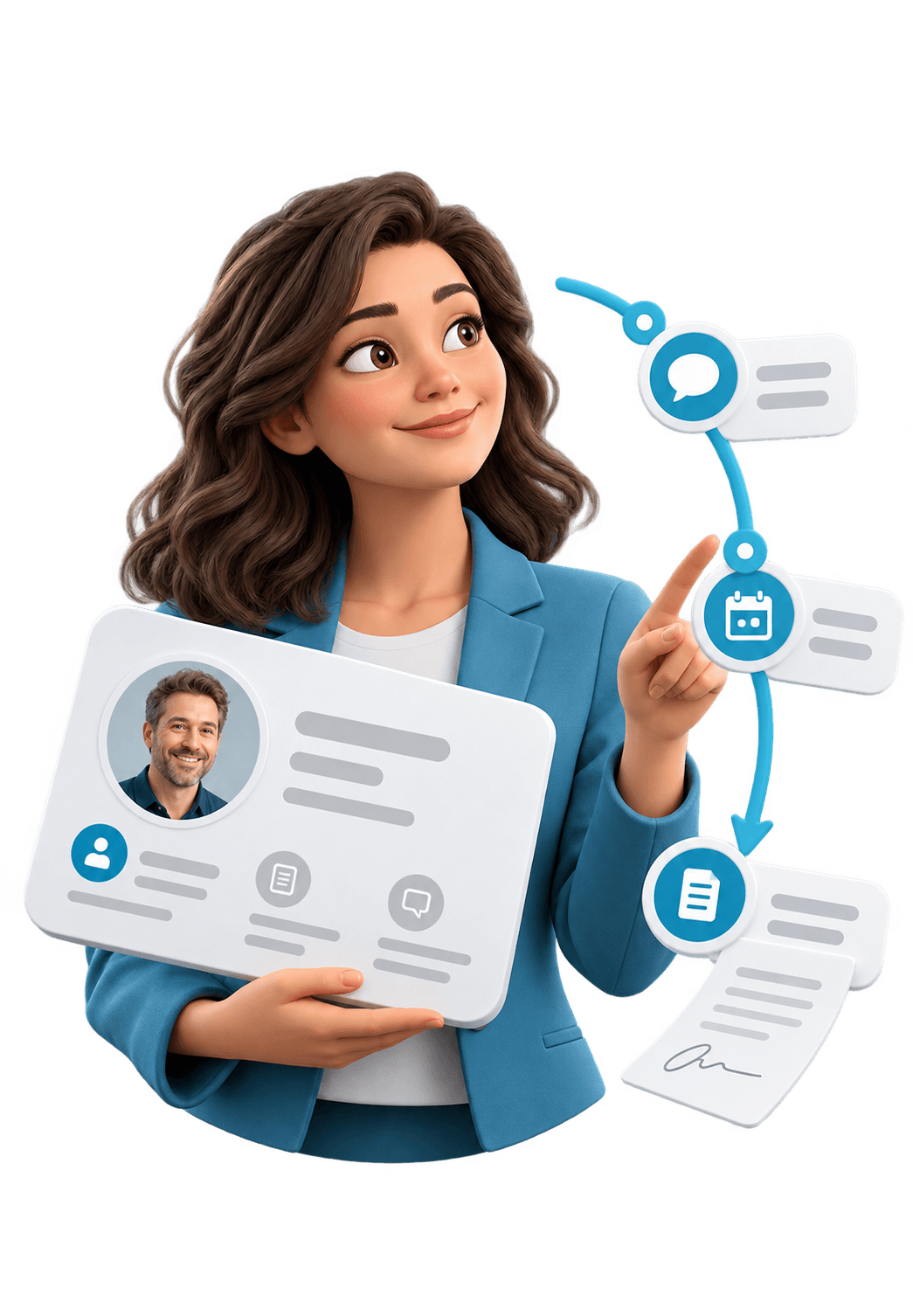 3D illustration for CRM & automated lead follow-up