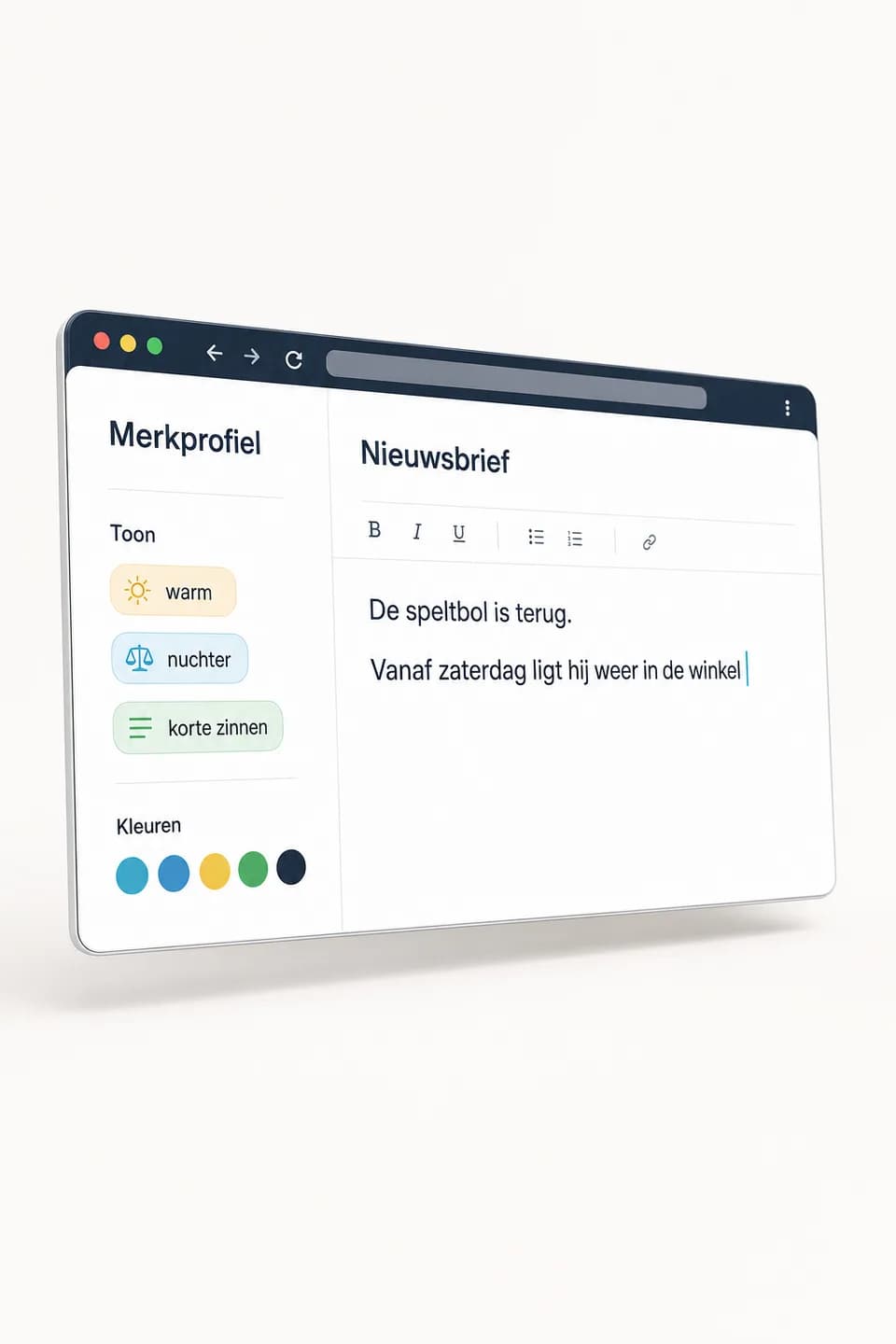 Example of ai content generation: Content vanuit je merkprofiel