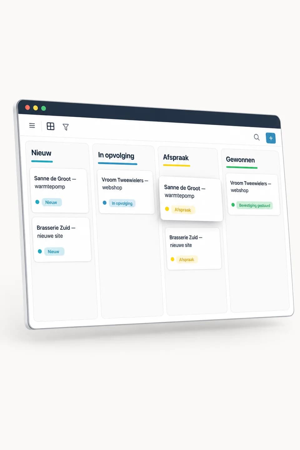 Example of crm & automated lead follow-up: Je verkooppijplijn