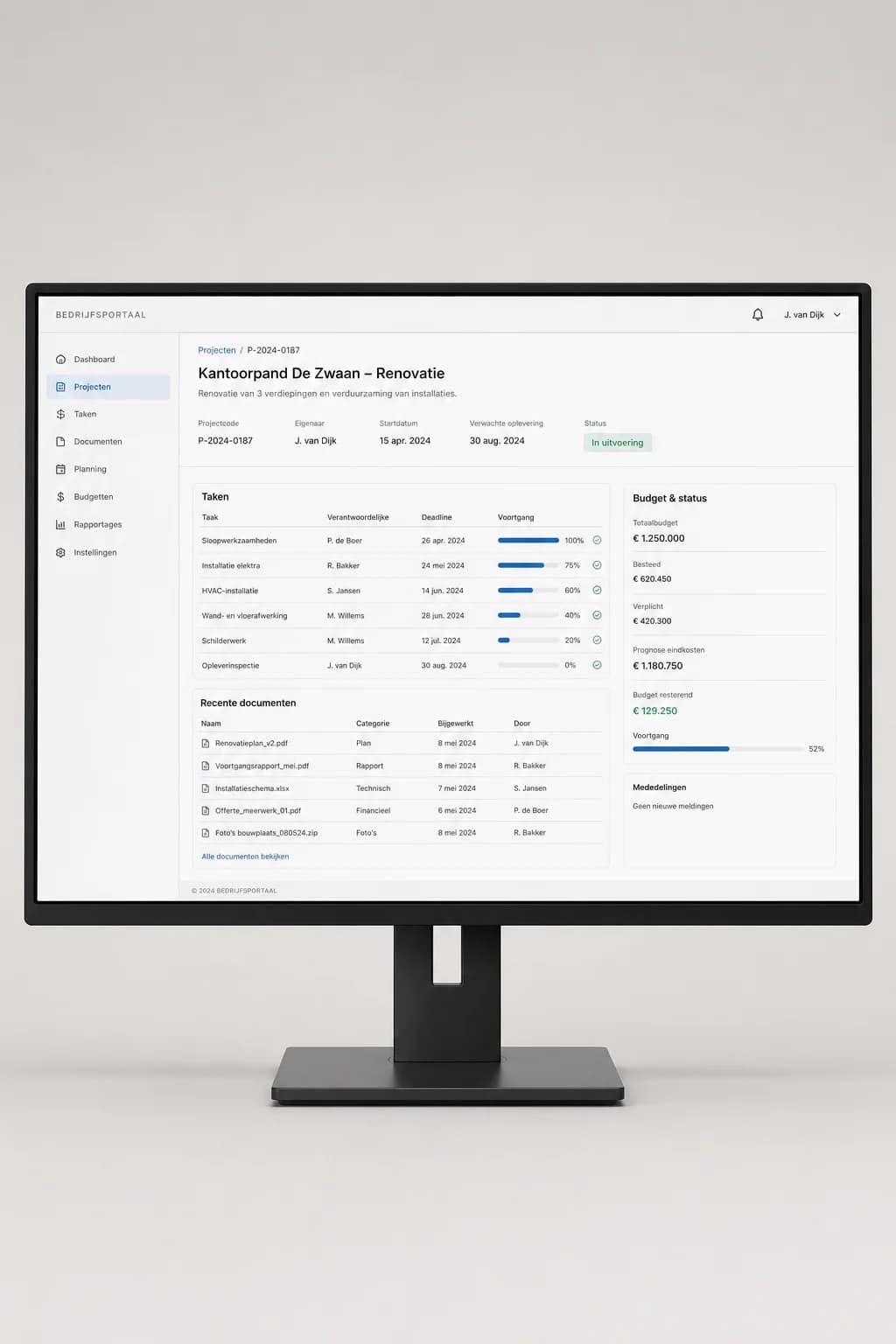 Example of custom business platform: Projecten en medewerkers