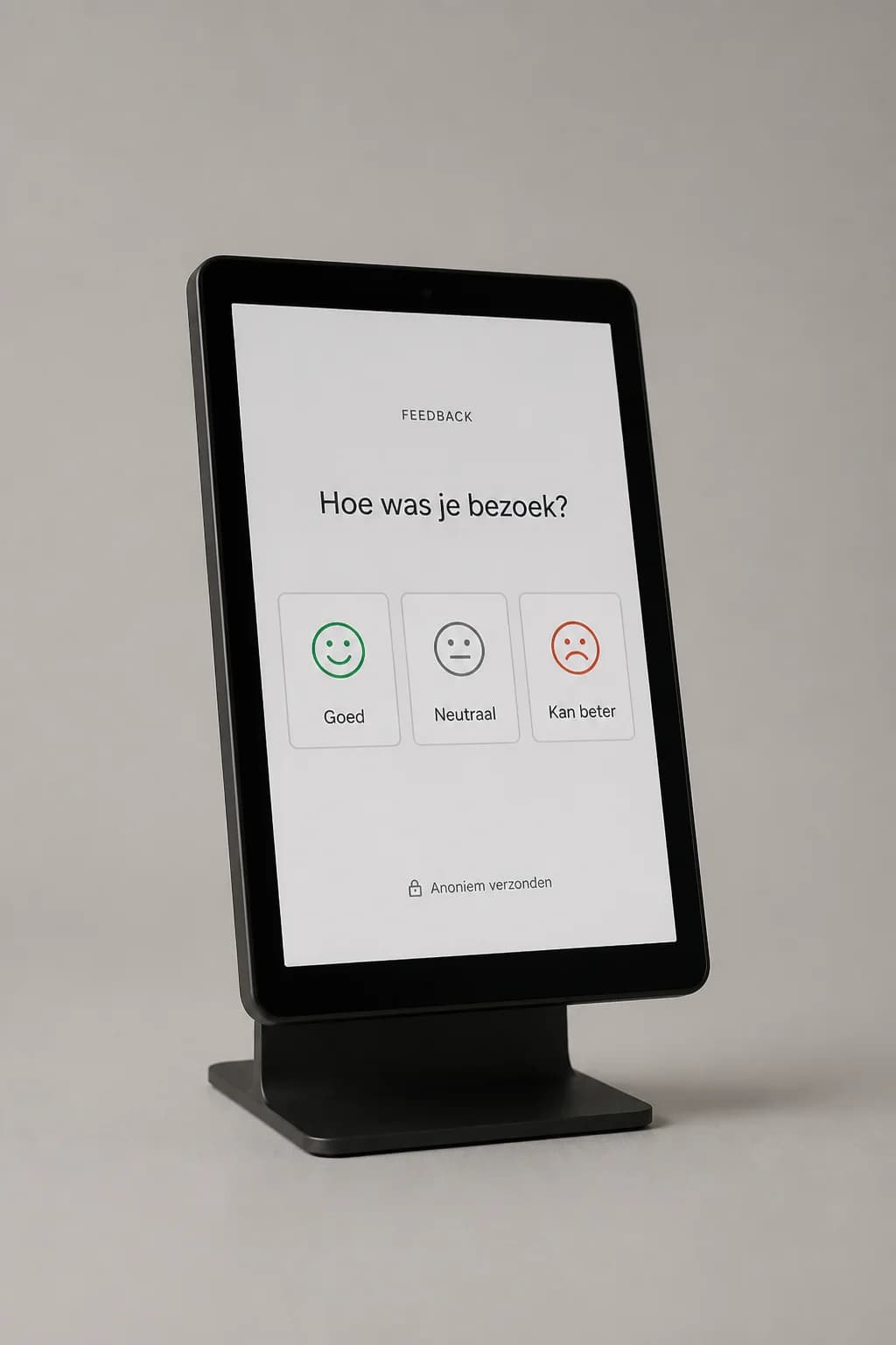 Example of smiley feedback on your site: Een korte vraag op een balietablet