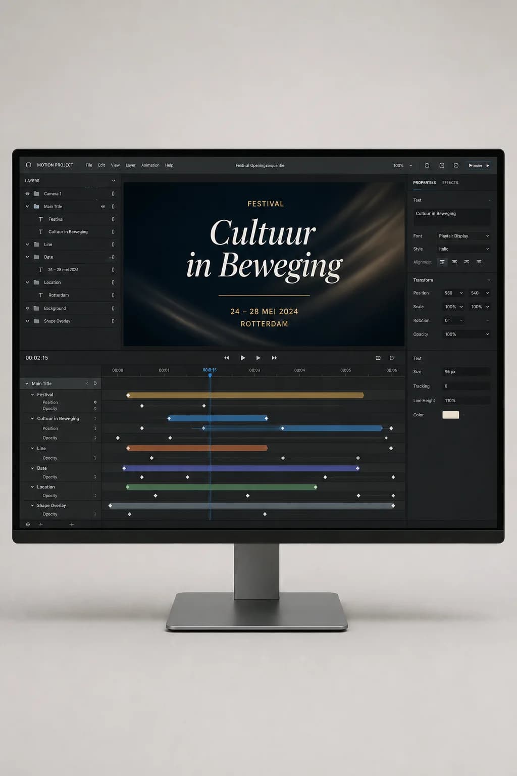 Example of motion graphics: Een bewegend titelontwerp
