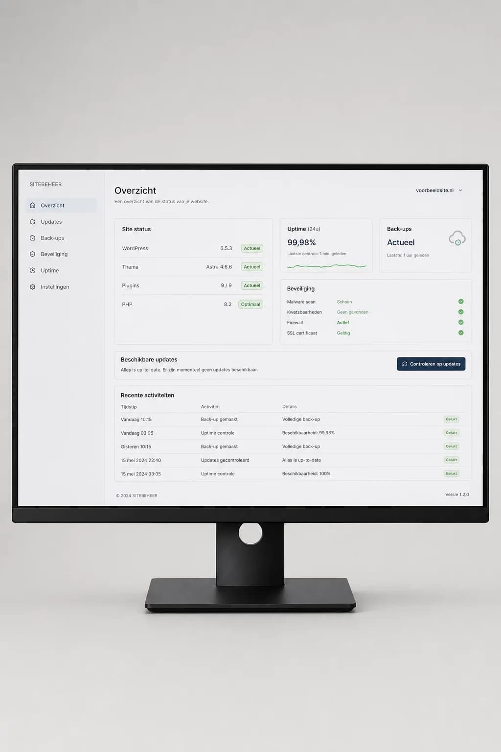 Example of mediasimpel platform: Onderhoud en controles