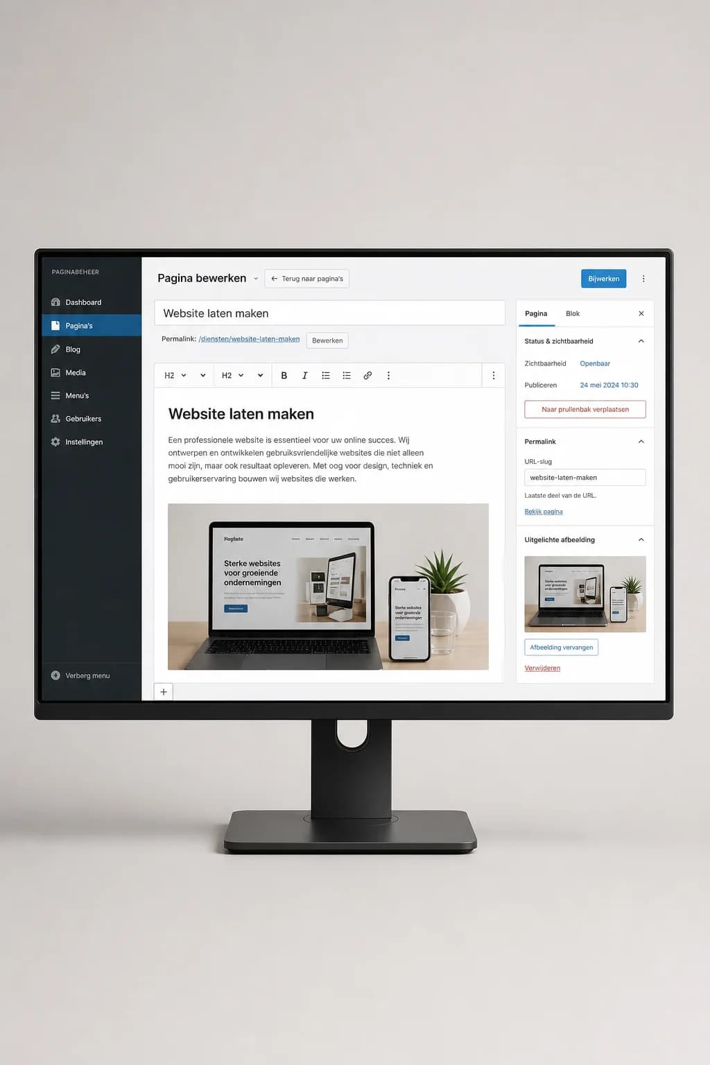 Example of wordpress / cms: Pagina's beheren in het CMS