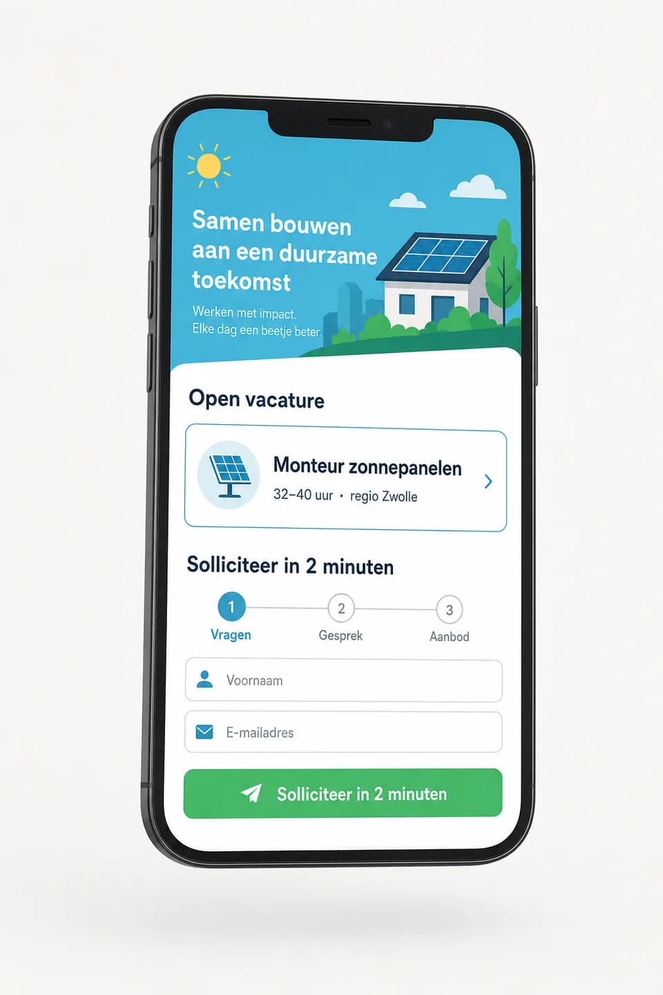 Example of ai recruitment & onboarding: Solliciteren op mobiel