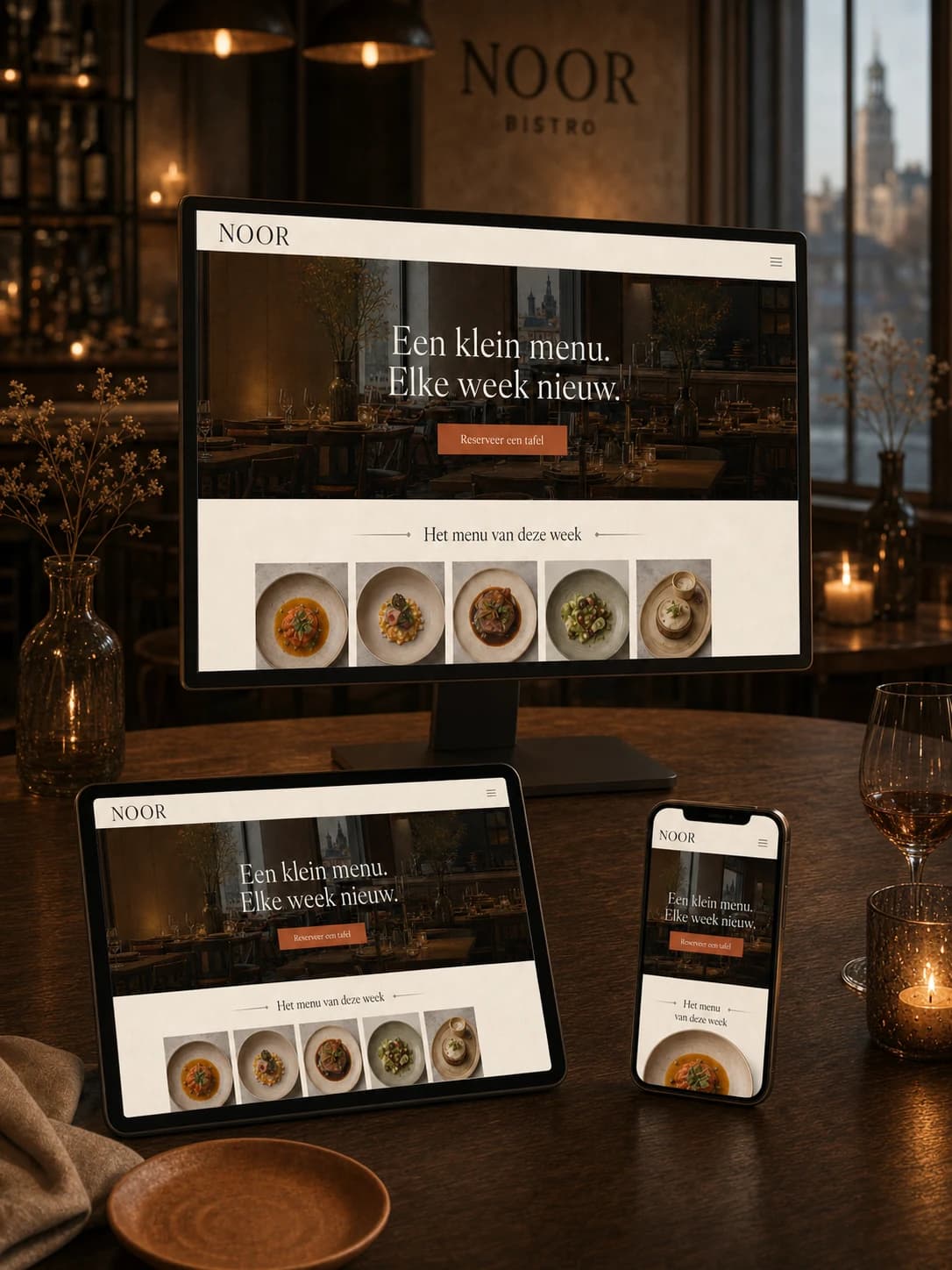 Website mockup for bistro
