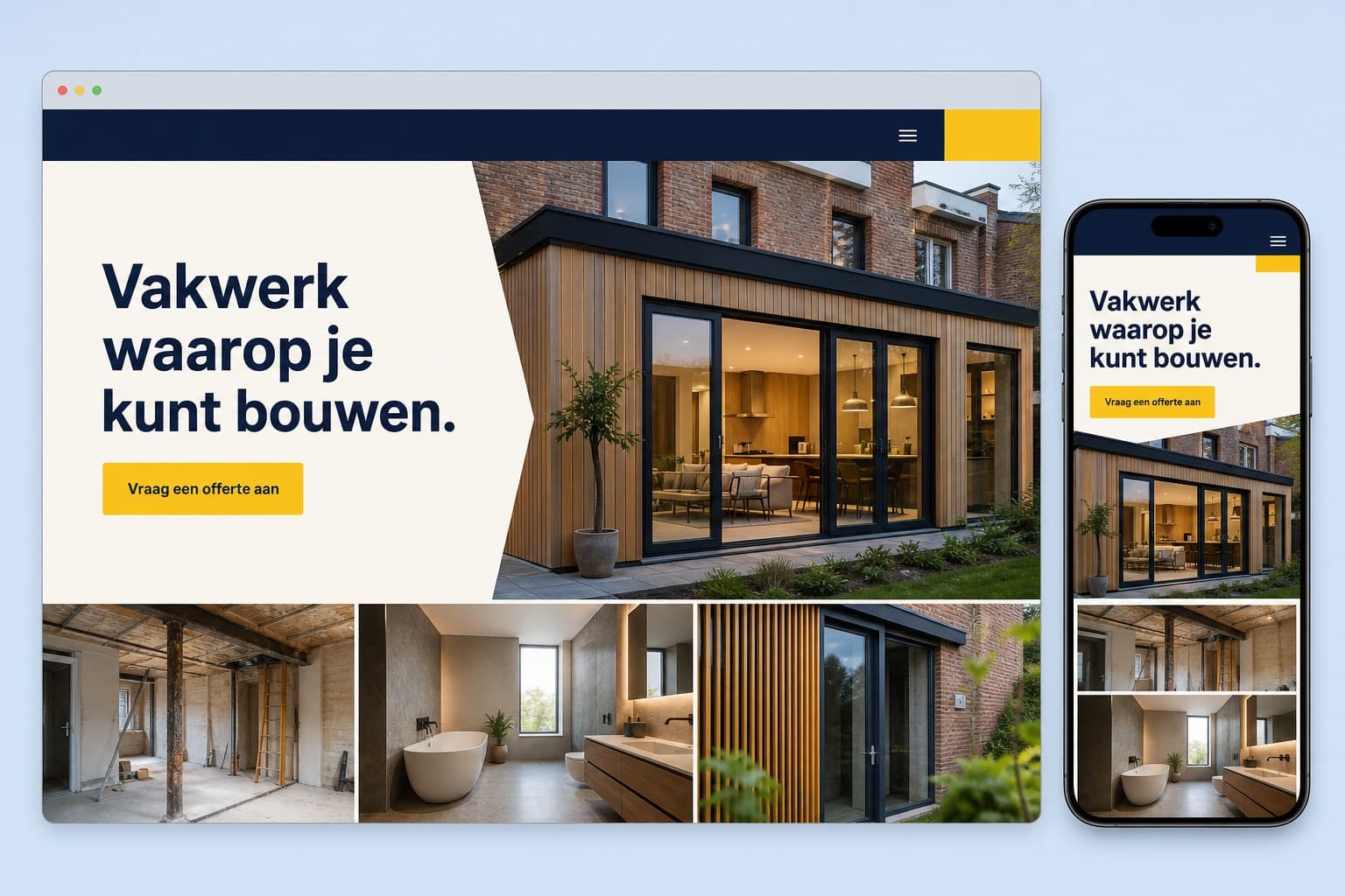 Website mockup for construction company