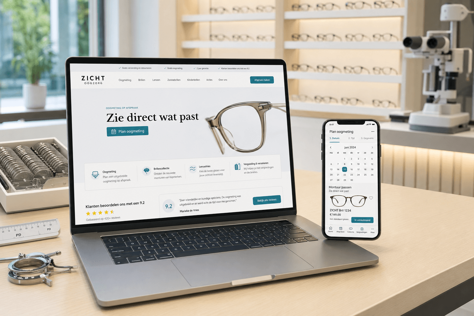 Platform mockup for optician