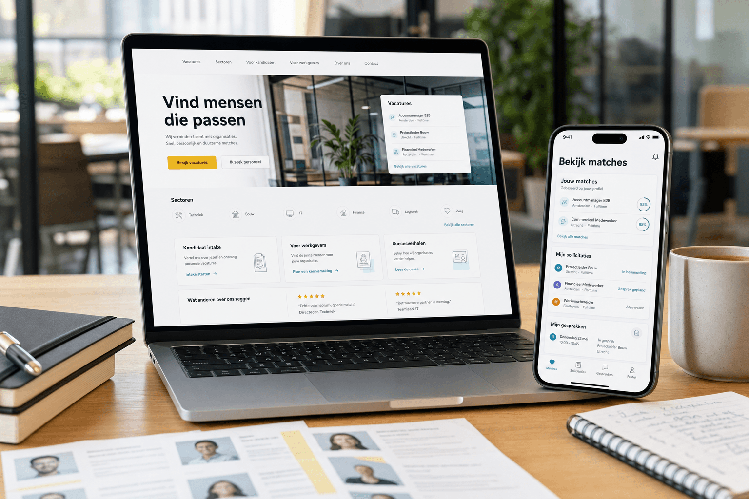 Platform mockup for recruitment agency