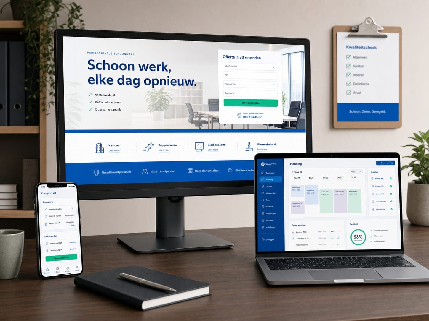 Platform mockup for cleaning company
