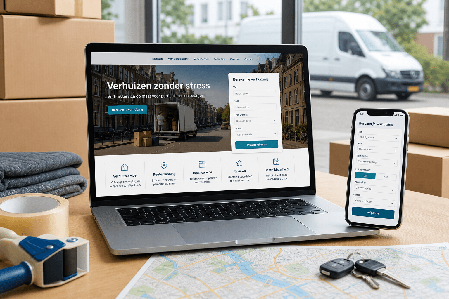 Platform mockup for moving company
