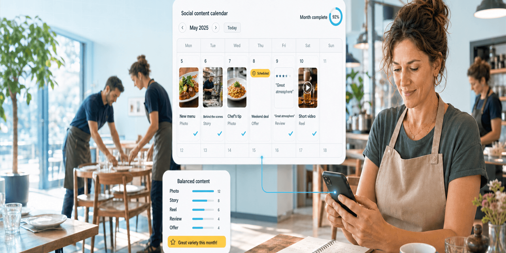 A restaurant's social media content calendar, ready to use