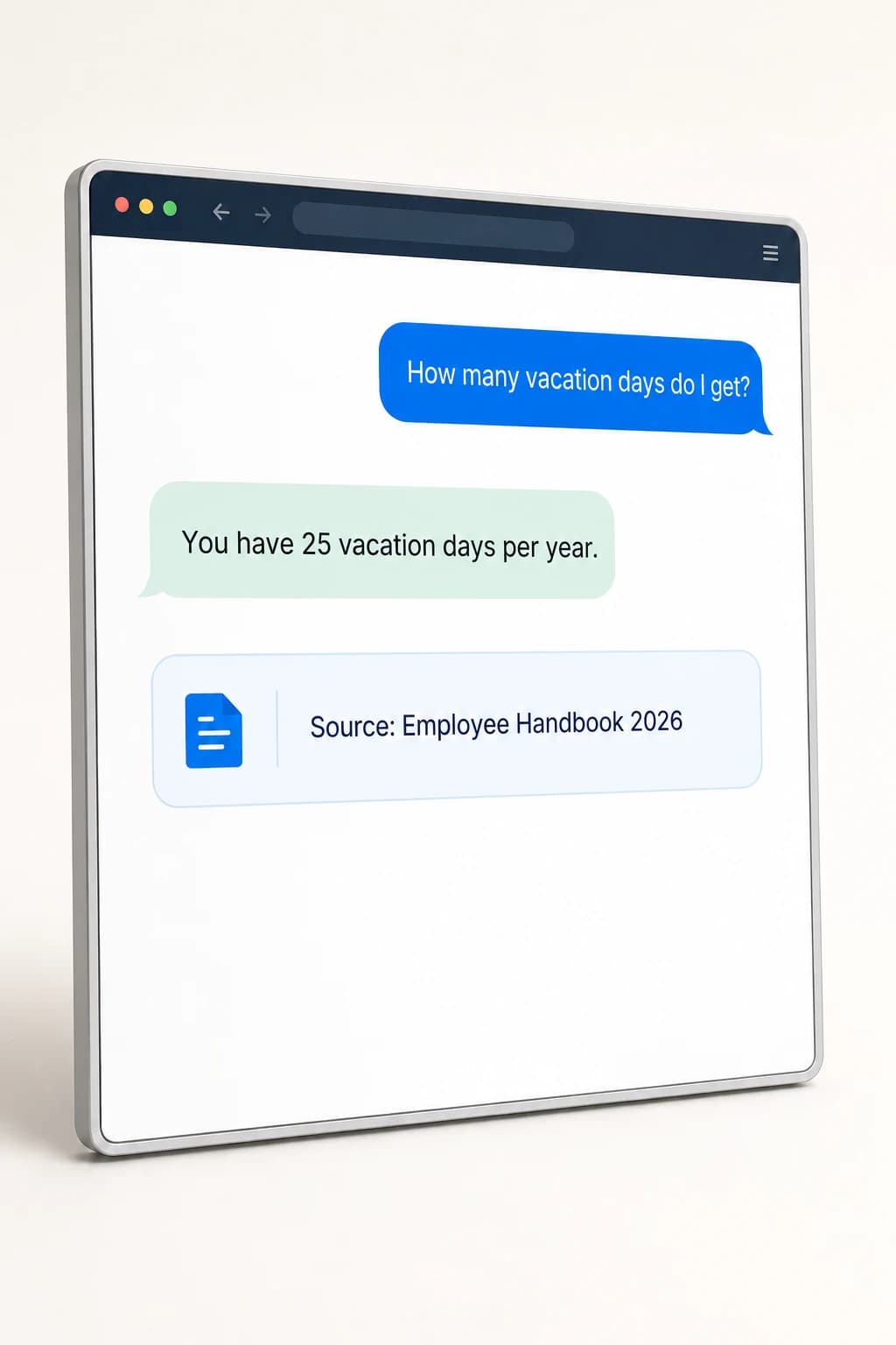 Example of internal ai knowledge assistant: Een antwoord met bedrijfsbron