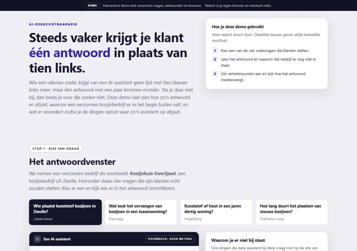 Example of ai search visibility: Een zichtbaarheidsoverzicht proberen