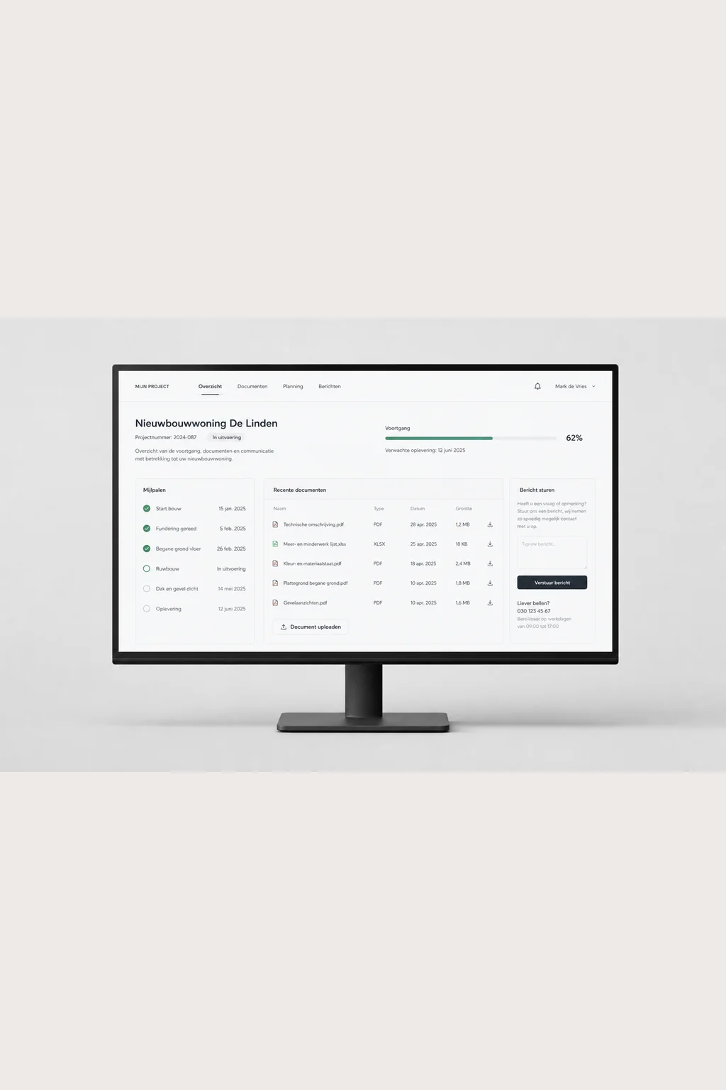 Voorbeeld van klantportaal met login